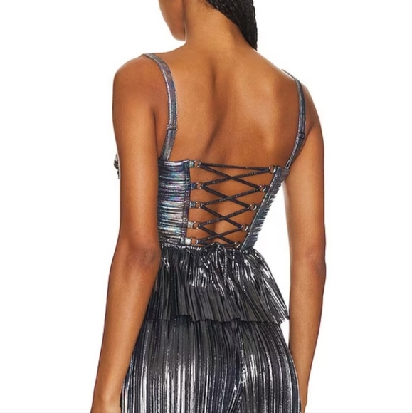 Free People Sabina Musáyev‎ Burnished Metal Pleated Laminate Dark Silver Set XL - Picture 4 of 16